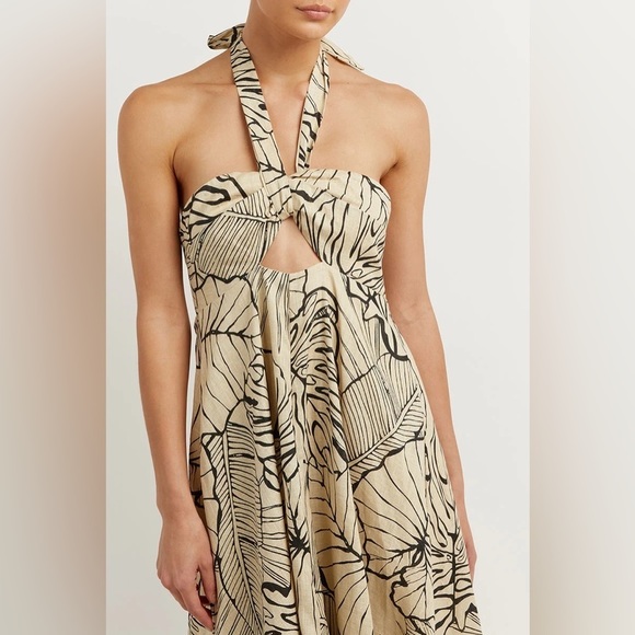 Dissh Malta Palm Linen Halter Maxi Dress - Picture 6 of 6